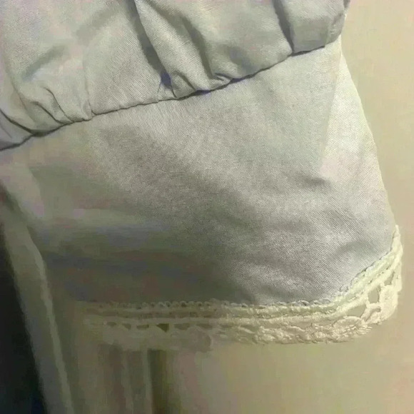 Cider light blue short-sleeved lace collared blouse - Picture 4 of 5